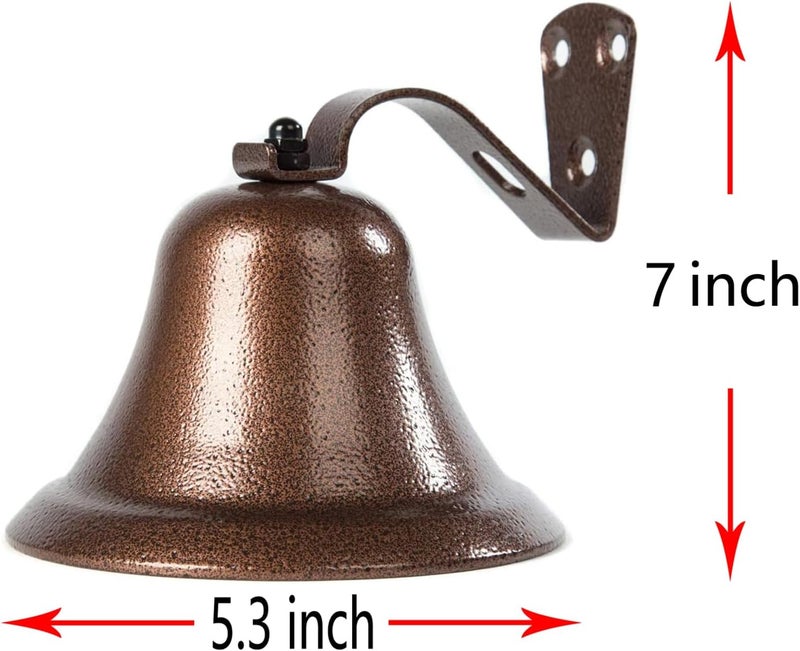W. MM Hanging Bell Dinner Bell Outdoor Bell Bracket Mount Wall Bell Indoor Rope Bell Ship/Boat/Nautical/Door/School/Reception/Home/Church Bell(Copper) - Image 1